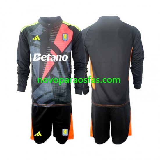 Camisolas Aston Villa Guarda-redes Criança Casa 2024-2025 Manga Comprida