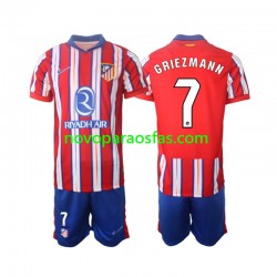 Camisolas Atlético Madrid Griezmann 7 Criança Casa 2024-2025 Manga Curta