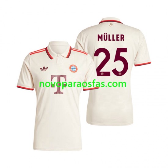 Camisolas Bayern de Munique Muller 25 Homem Alternativo 2024-2025 Manga Curta