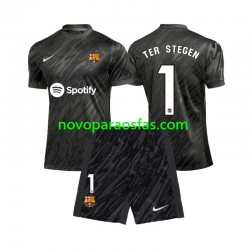 Camisolas FC Barcelona Ter Stegen 1 Guarda-redes Criança Alternativo 2024-2025 Manga Curta