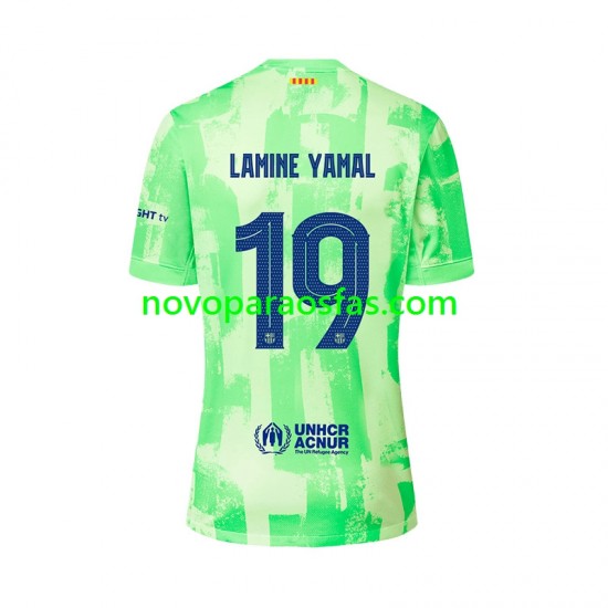 Camisolas FC Barcelona LAMINE YAMAL 19 UCL Font Homem Alternativo 2024-2025 Manga Curta