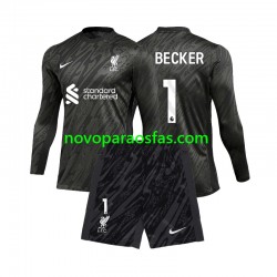Camisolas Liverpool Alisson Becker 1 Guarda-redes Criança Casa 2024-2025 Manga Comprida