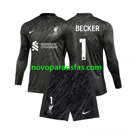 Camisolas Liverpool Alisson Becker 1 Guarda-redes Criança Casa 2024-2025 Manga Comprida