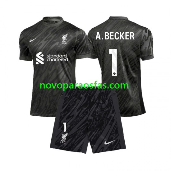 Camisolas Liverpool Alisson Becker 1 Guarda-redes Criança Casa 2024-2025 Manga Curta
