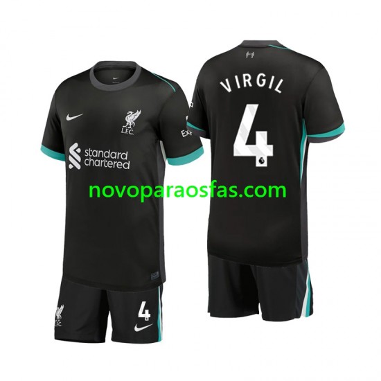 Camisolas Liverpool Virgil 4 Criança Visitante 2024-2025 Manga Curta