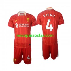 Camisolas Liverpool Virgil 4 Criança Casa 2024-2025 Manga Curta
