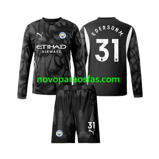 Camisolas Manchester City Ederson Moraes 31 Guarda-redes Criança Quarto 2024-2025 Manga Comprida
