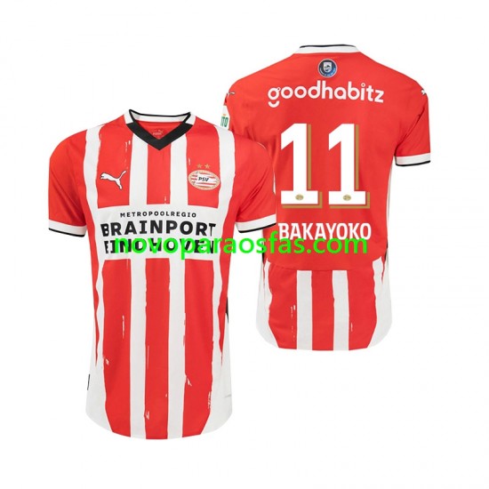 Camisolas PSV Eindhoven Johan Bakayoko 11 Homem Casa 2024-2025 Manga Curta