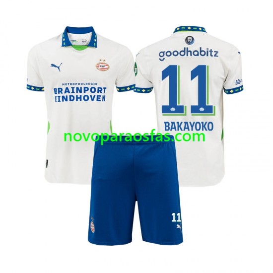 Camisolas PSV Eindhoven Johan Bakayoko 11 Criança Alternativo 2024-2025 Manga Curta