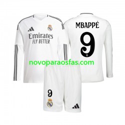 Camisolas Real Madrid Mbappé  9 Criança Casa 2024-2025 Manga Comprida