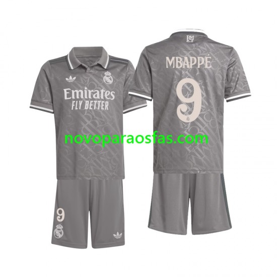 Camisolas Real Madrid Mbappé  9 Criança Alternativo 2024-2025 Manga Curta