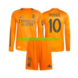 Camisolas Real Madrid Modrić  10 Criança Visitante 2024-2025 Manga Comprida