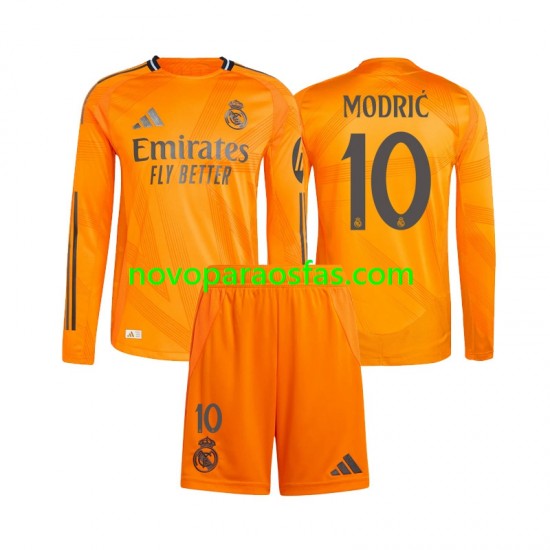 Camisolas Real Madrid Modrić  10 Criança Visitante 2024-2025 Manga Comprida