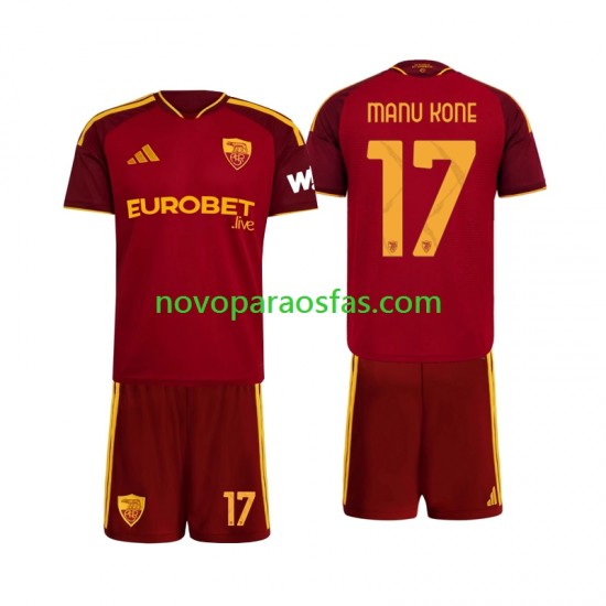 Camisolas AS Roma Manu Kone 17 Criança Casa 2026-2027 Manga Curta