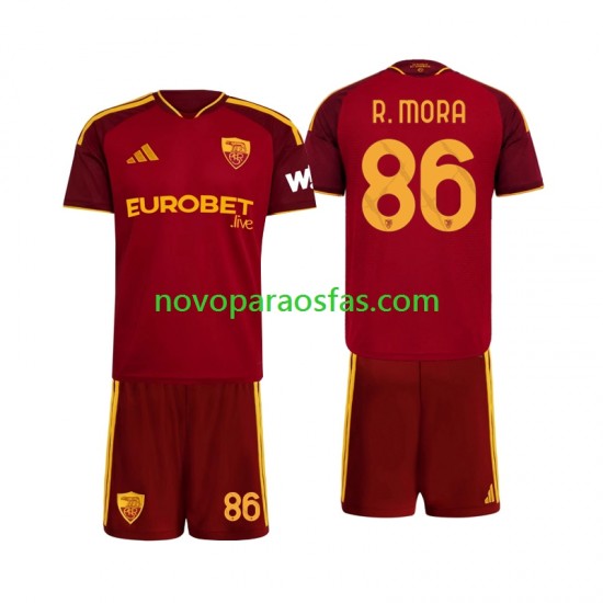 Camisolas AS Roma Rodrigo Mora 86 Criança Casa 2026-2027 Manga Curta