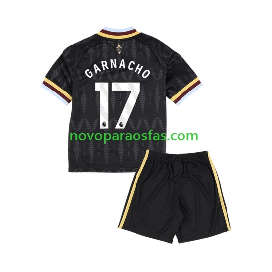 Camisolas Aston Villa Alejandro Garnacho 17 Criança Visitante 2026-2027 Manga Curta