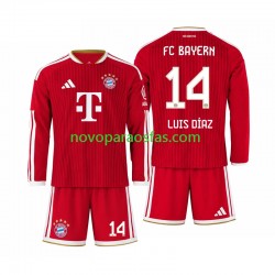 Camisolas Bayern de Munique Luis Diaz 14 Criança Casa 2026-2027 Manga Comprida