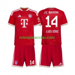 Camisolas Bayern de Munique Luis Diaz 14 Criança Casa 2026-2027 Manga Curta
