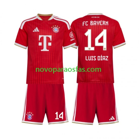 Camisolas Bayern de Munique Luis Diaz 14 Criança Casa 2026-2027 Manga Curta