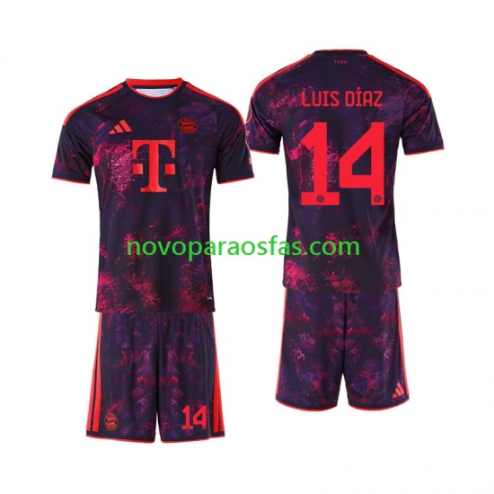 Camisolas Bayern de Munique Luis Diaz 14 Criança Alternativo 2026-2027 Manga Curta