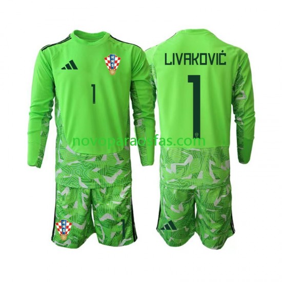 Camisolas Croácia Dominik Livakovic 25 Guarda-redes Criança Casa 2026-2027 Manga Comprida