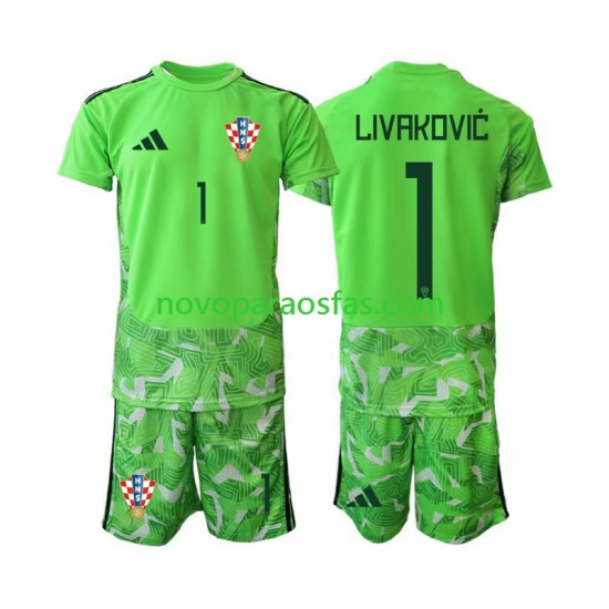 Camisolas Croácia Dominik Livakovic 25 Guarda-redes Criança Casa 2026-2027 Manga Curta