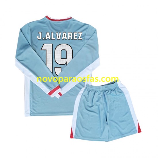 Camisolas Atlético Madrid Julian Alvarez 19 Criança Visitante 2024-2025 Manga Comprida