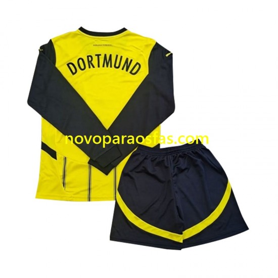 Camisolas Borussia Dortmund Criança Casa 2024-2025 Manga Comprida