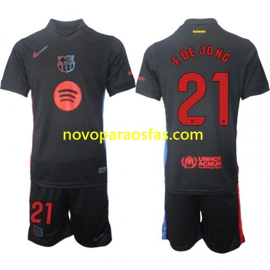Camisolas FC Barcelona F DE JONG 21 Criança Visitante 2024-2025 Manga Curta