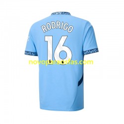 Camisolas Manchester City RODRIGO 16 Homem Casa 2024-2025 Manga Curta