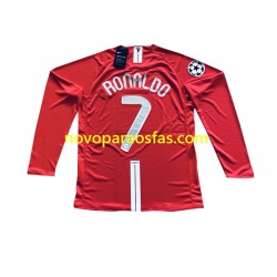 Camisolas Manchester United Cristiano Ronaldo 7 Champion League 2007 Retro Homem Casa Manga Comprida