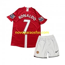 Camisolas Manchester United Cristiano Ronaldo 7 2007 Retro Criança Casa Manga Curta