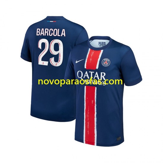 Camisolas Paris Saint-Germain Bradley Barcola 29 Homem Casa 2024-2025 Manga Curta