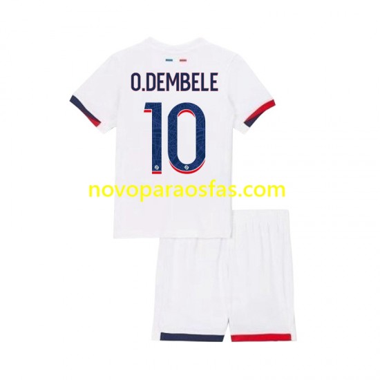 Camisolas Paris Saint-Germain Ousmane Dembele 10 Criança Visitante 2024-2025 Manga Curta