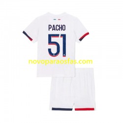 Camisolas Paris Saint-Germain Willian Pacho 51 Criança Visitante 2024-2025 Manga Curta
