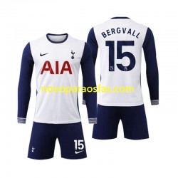 Camisolas Tottenham Spurs Bergvall 15 Criança Casa 2024-2025 Manga Comprida
