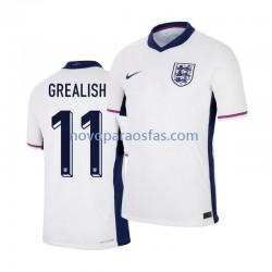 Camisolas Inglaterra Jack Grealish 11 Homem Casa Euro 2024 Manga Curta