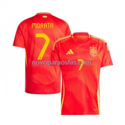 Camisolas Espanha Alvaro Morata 7 Homem Casa Euro 2024 Manga Curta