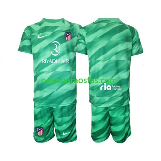 Camisolas Atlético Madrid Green color Guarda-redes Criança Visitante 2023-2024 Manga Curta