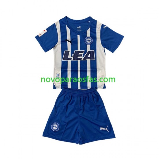 Camisolas Deportivo Alaves Criança Casa 2023-2024 Manga Curta