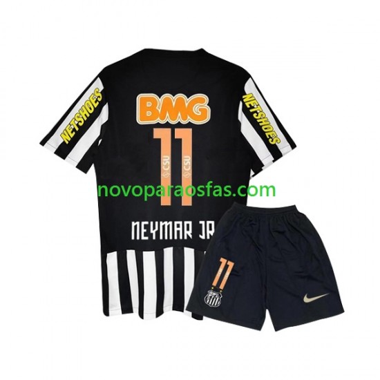 Camisolas Santos FC Neymar JR 11 -2012 Retro Criança Visitante 2011 Manga Curta