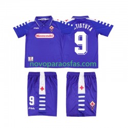 Camisolas ACF Fiorentina BATISTUTA 9 Retro Criança Casa 1998 1999 Manga Curta