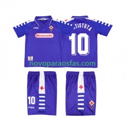 Camisolas ACF Fiorentina RUICOSTA 10 Retro Criança Casa 1998 1999 Manga Curta