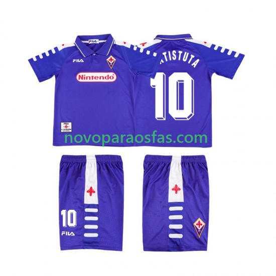 Camisolas ACF Fiorentina RUICOSTA 10 Retro Criança Casa 1998 1999 Manga Curta