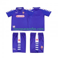 Camisolas ACF Fiorentina Retro Criança Casa 1998 1999 Manga Curta