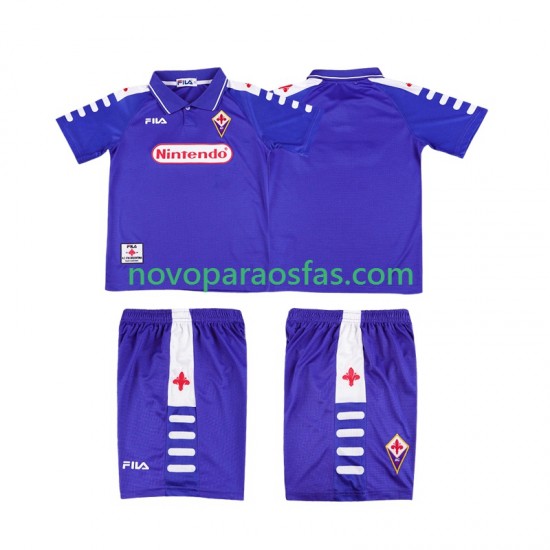 Camisolas ACF Fiorentina Retro Criança Casa 1998 1999 Manga Curta
