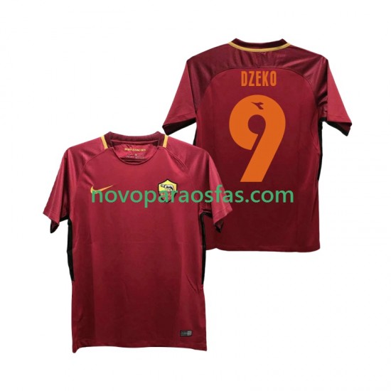 Camisolas AS Roma DZEKO 9 2017-2018 Retro Homem Casa Manga Curta