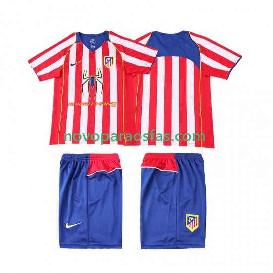 Camisolas Atlético Madrid 2005 Retro Criança Casa 2004 Manga Curta