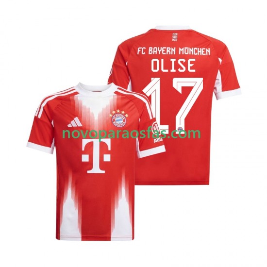 Camisolas Bayern de Munique Michael Olise 17 Homem Casa 2025-2026 Manga Curta