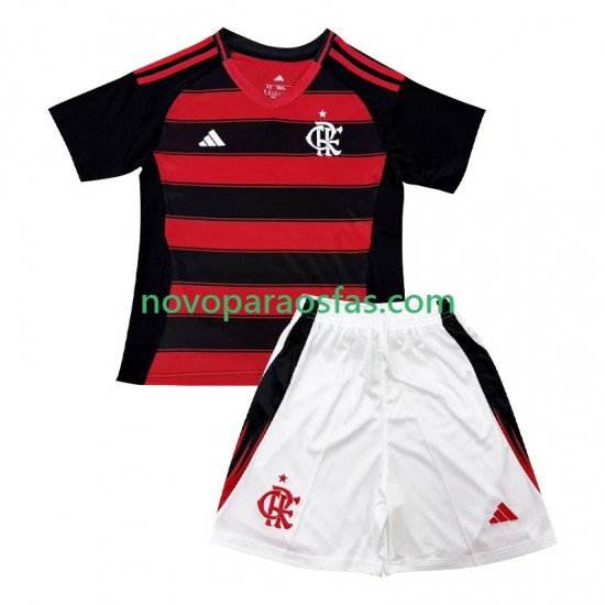 Camisolas CR Flamengo Criança Casa 2025-2026 Manga Curta